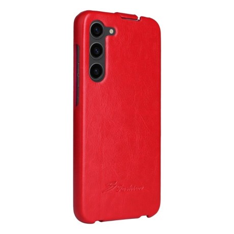 Кожаный флип-чехол Fierre Shann 64 на Samsung Galaxy S24 5G - красный