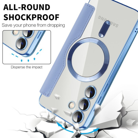 Чохол-книжка Shield MagSafe RFID Anti-theft Leather  для Samsung Galaxy S25+ 5G - синій