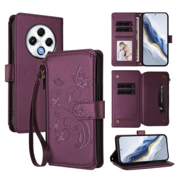 Чехол-книжка Escase кошелёк на молнии на Tecno Spark 30 4G — тёмно-фиолетовый