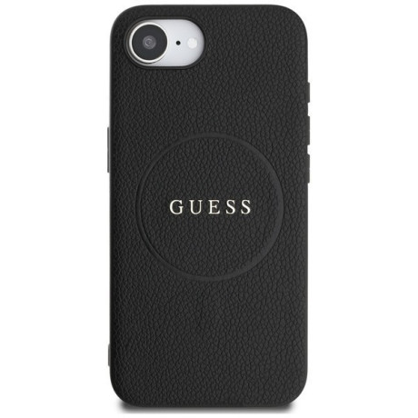 Оригинальный чехол Guess Grained Classic Logo MagSafe на iPhone 16e - Black