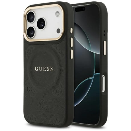 Оригинальный чехол Guess Peony Hot Stamp с MagSafe на iPhone 17 Pro - Black
