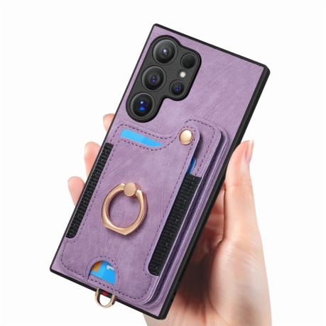 Чехол Retro Skin Feel Amile для Samsung Galaxy S24 Ultra 5G - фиолетовый
