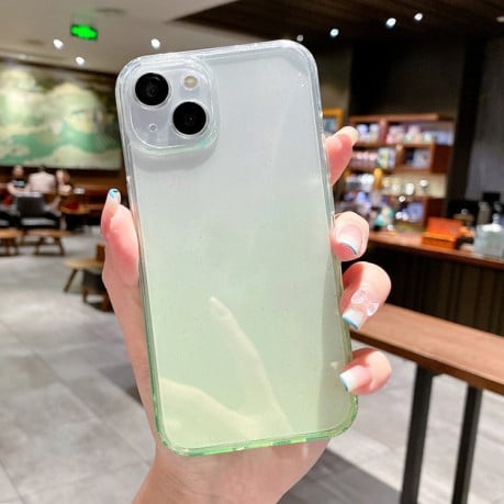 Противоударный чехол Glitter Gradient для iPhone 14 Pro Max - зеленый