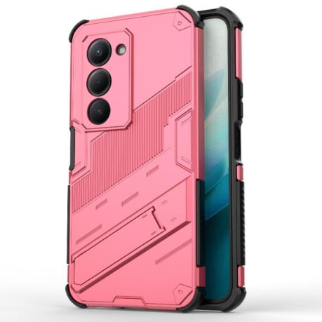 Противоударный чехол Punk Armor с подставкой на Xiaomi Redmi 15 5G / 4G EU 171mm - светло-красный