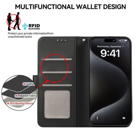 Чохол-книжка ABEEL з фактурою Delicate захистом від сканування RFID на Samsung Galaxy S25 FE 5G - чорний