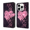 Чехол-книжка Crystal 3D Shockproof Protective Leather для iPhone 15 Pro - Lace Love