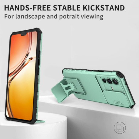 Противоударный чехол Stereoscopic Holder Sliding для Vivo V23 5G - голубой