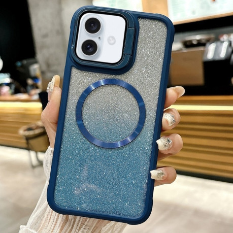 Чохол протиударний CD-grain Gradient Glitter Magsafe Acrylic Hybrid TPU для iPhone 16 Plus - синій