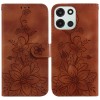 Чехол-книжка с тиснением Lily и магнитной застежкой на OnePlus Nord 6 5G / Turbo 6 / Turbo 6V — коричневый
