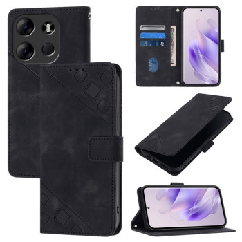 Чехол-книжка Skin-feel Embossed на Tecno Spark Go 2023 / Pop 7 / Pop 7 Pro — чёрный