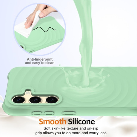 Противоударный чехол Wave Texture MagSafe Magnetic Liquid Silicone для Samsung Galaxy S24 FE 5G - зеленый