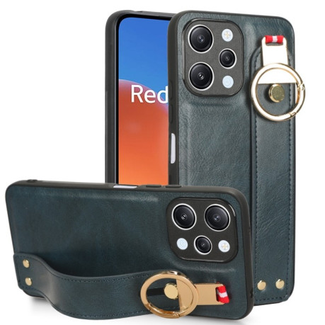 Противоударный чехол Wristband Leather Back для Xiaomi Redmi 12 4G - синий