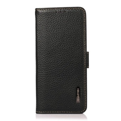 Кожаный чехол-книжка KHAZNEH Genuine Leather RFID для Samsung Galaxy S23 Ultra 5G - черный