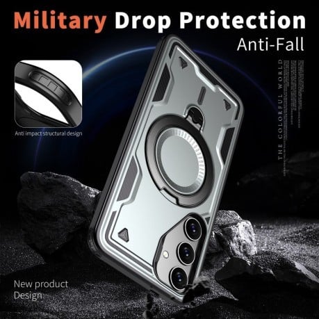 Протиударний чохол MagSafe Holder Armor PC Hybrid для Samsung Galaxy S24 FE 5G - сірий