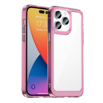 Протиударний чохол Colorful Acrylic Series із кольоровою силіконовою боковиною на iPhone 14 Pro Max - рожевий