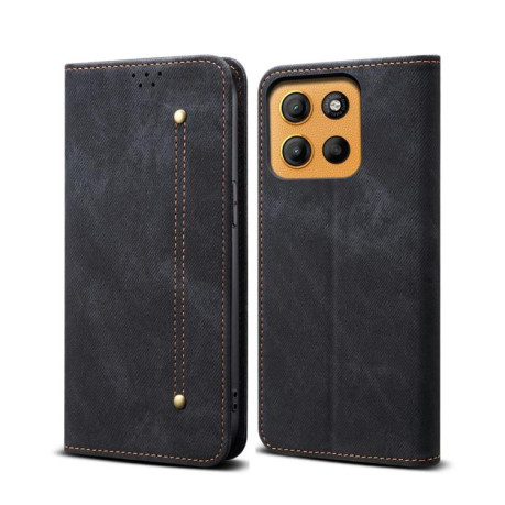 Чехол книжка Denim Texture Casual Style на Motorola Moto G15 - черный