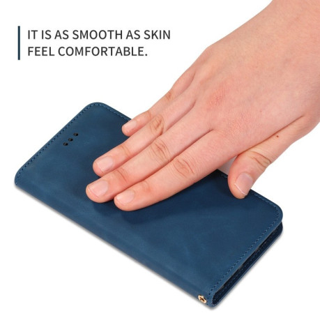 Чехол Retro Skin Feel Business Magnetic Case на Samsung Galaxy A10- нави