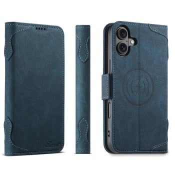 Чехол-книжка SUTENI J07 Multifunctional с Magsafe и магнитным хлястиком на iPhone 17 - синий