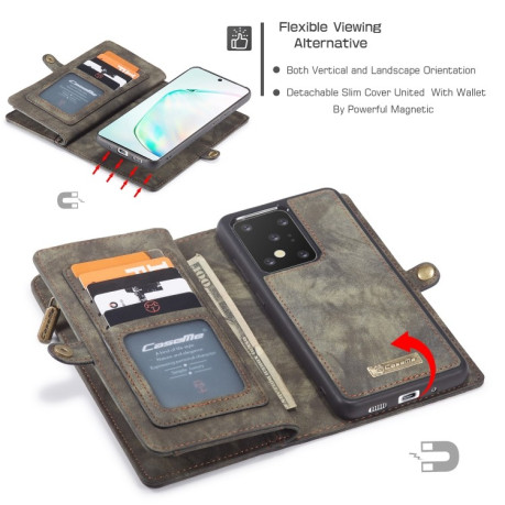 Шкіряний чохол-гаманець CaseMe на Samsung Galaxy S20 Ultra Crazy Horse Texcture Detachable - чорний
