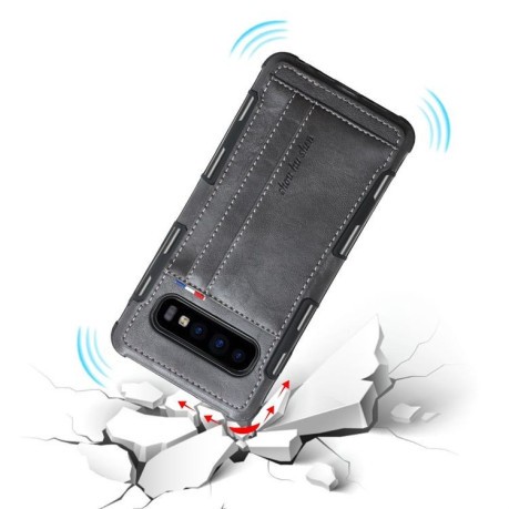 Противоударный кожаный чехол Anti-Scratch на Samsung Galaxy S10+ / S10 Plus-черный
