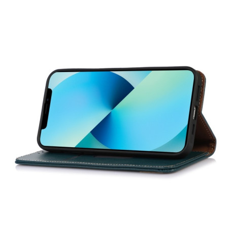 Кожаный чехол-книжка KHAZNEH Nappa Top Layer на Samsung Galaxy A55 5G - зеленый