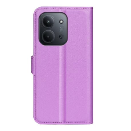 Чехол-книжка с фактурой Litchi и магнитным хлястиком на Xiaomi Redmi 15C 5G / 4G EU 173mm - фиолетовый