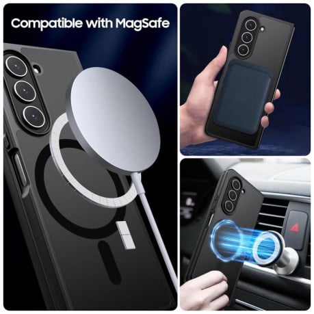 Ультратонкий полупрозрачный чехол с MagSafe гибрид PC+TPU на Samsung Galaxy Fold 7 5G - черный