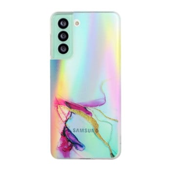 Противоударный чехол Laser Marble Pattern для Samsung Galaxy S22 5G - зеленый