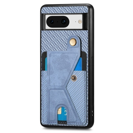 Протиударний чохол Carbon Fiber Wallet Flip Card K-shaped Holder для Google Pixel 8 - синій