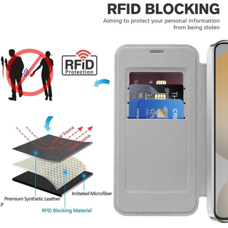 Чехол-книжка Shield MagSafe RFID Anti-theft Leather для Samsung Galaxy S24 FE 5G - серый