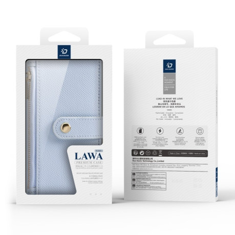 Чехол-книжка DUX DUCIS Lawa Series 2 in 1 Wallet Zipper Detachable MagSafe на iPhone 16 Pro Max - голубой