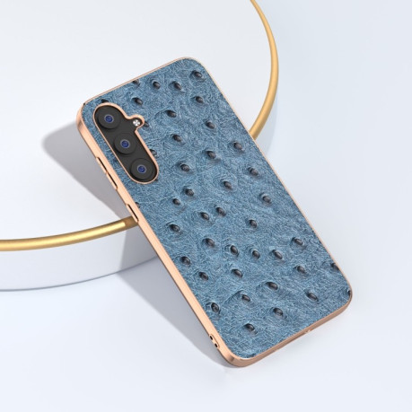 Шкіряний чохол ABEEL Genuine Leather Ostrich Texture для Samsung Galaxy S23 FE 5G - синій