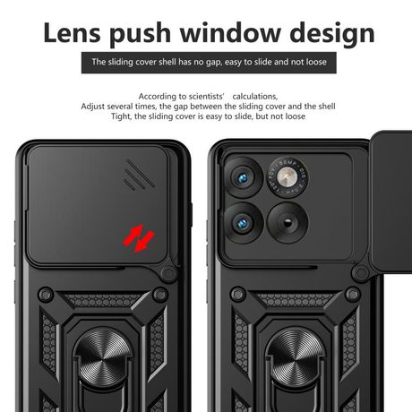 Чехол со шторкой на камеру Sliding Camshield и подставкой для Motorola Edge 70 5G — красный