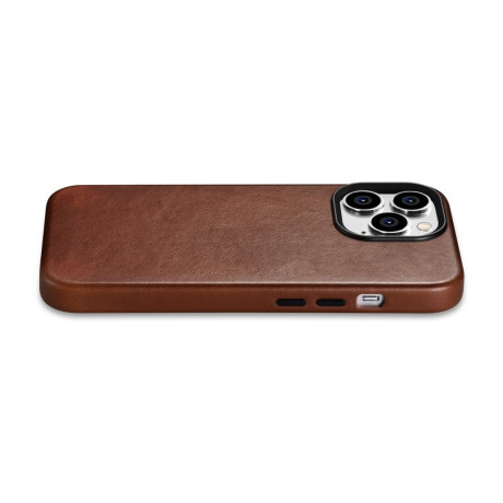 Шкіряний чохол iCarer Leather Oil Wax (MagSafe) для iPhone 14 Pro Max - коричневий