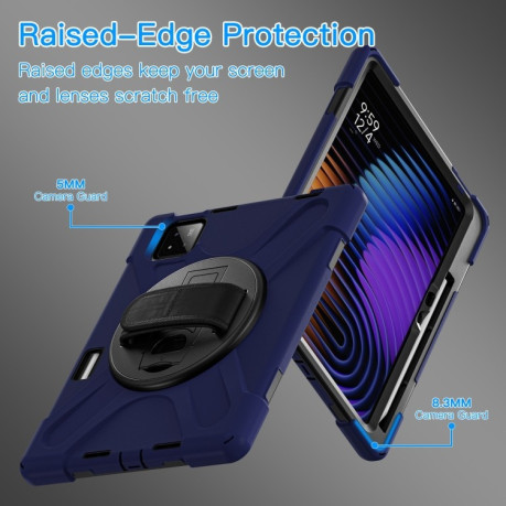 Чехол Rotatable Holder Silicone Hybrid PC для Xiaomi Pad 7 / 7 Pro - синий