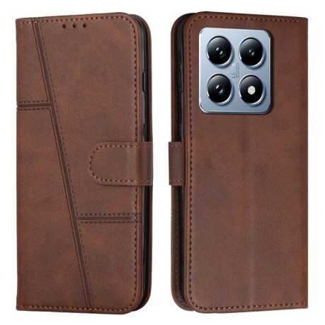 Чехол-книжка Stitching Calf Texture для Xiaomi 14T Pro - коричневый