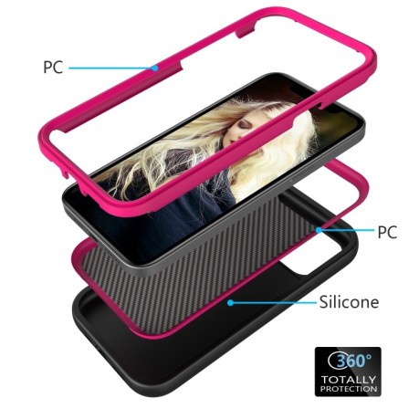 Чохол протиударний Wave Pattern 3 in 1 на iPhone 12 Pro Max - чорно-рожевий
