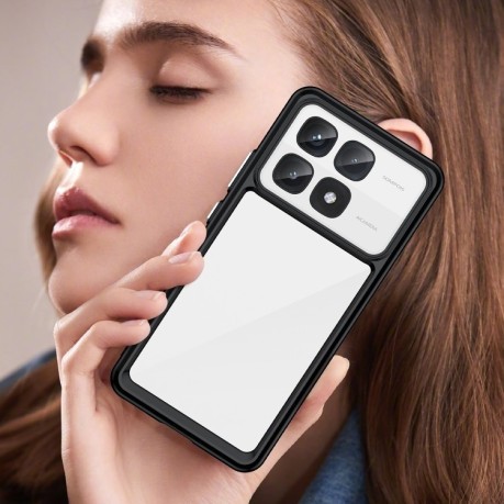 Противоударный чехол  Colorful Acrylic Series с цветной силиконовой боковиной на Xiaomi 14T Pro - черный