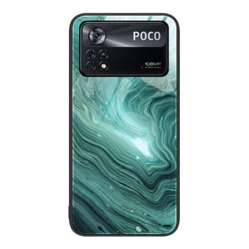 Протиударний скляний чохол Marble Pattern Glass на Xiaomi Poco X4 Pro 5G - Water Waves