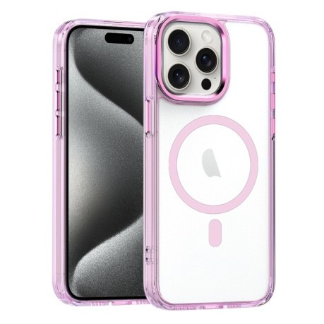 Противоударный чехол Crystal Clear Series (Magsafe) для iPhone 15 Pro Max - розовый