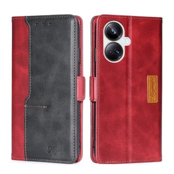 Чехол-книжка с магнитной застежкой и контрастной отделкой на Realme 10 Pro+ 5G - красный