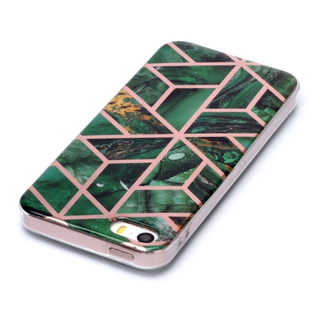 Противоударный чехол Plating Marble для iPhone 5 / 5s / SE - зеленый