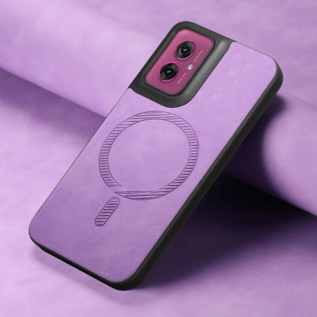 Чехол Retro MagSafe Magnetic PU на Motorola Moto G55 - фиолетовый