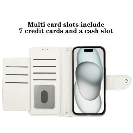 Чохол-книжка Rhombic Texture Flip Leather для iPhone 16e - білий