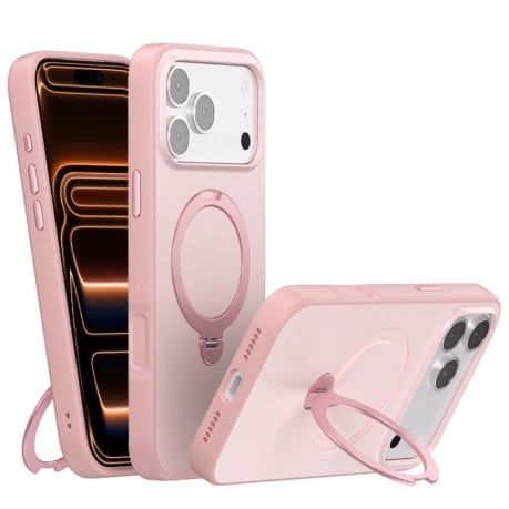 Чехол Contrast Color Rotation с подставкой 360 и Magsafe на iPhone 17 Pro Max - розовый