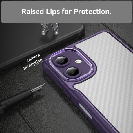 Ударозащитный чехол Carbon Fiber Texture Translucent на Samsung Galaxy A06 4G - фиолетовый