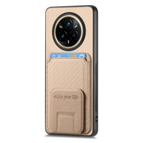 Противоударний чехол Carbon Fiber Card Bag для Realme 14 Pro+ - хаки
