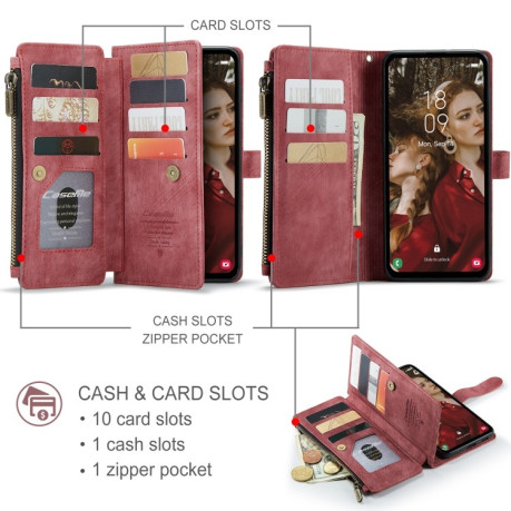 Чехол-кошелек CaseMe-C30 для Samsung Galaxy S24 FE 5G - красный