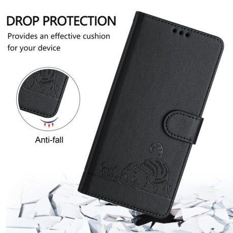Чехол-книжка Cat Embossing Pattern на Xiaomi Redmi Note 14 4G 164.84mm - черный
