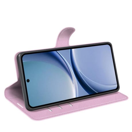 Чехол книжка Litchi Texture Horizontal Flip Leather на Xiaomi Redmi Turbo 5 5G / Poco X8 Pro 5G — розовый